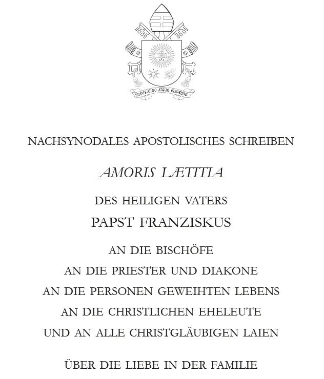 Deckblatt des nachsynodalen apostolischen Schreibens des heiligen Vaters, Papst Franziskus.